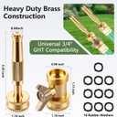2 Set Garden Brass Hose Nozzle Kit, Heavy Duty Adjustable Dial Hoses Nozzle, Jet High Pressure Water Sprayer, Upgraded Wing Handle Hose Shut Off Valve, 3/4" GHT Connector, Extra 10 Rubber Washers, 3.35 inches , 1.77 inches