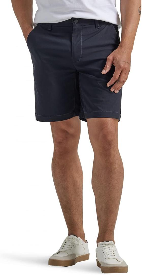 Lee Men's Extreme Motion Regular Fit Synthetic Flat Front Short (38, Unionall Black)