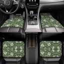 William Morris Floral Car Floor Mats-Double Layer Thick Fabric Front Car Mats with Non-Slip Rubber BackingStylish & Durable Automotive Floor Liners for SUV/SedanEasy Clean, Decor Fits Most Vehicles (Morris Green Flower)