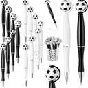 Supervitae 50 Pcs Soccer Pens Bulk Novelty Soccer White and Black Ballpoint Pens 1 mm Black Gel Ink Football Party Favor Gift for Sports Men Women Teacher Nurse Office Home Supply