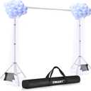 EMART Backdrop Stand 10x7ft(WxH) Photo Studio Adjustable Background Stand Support kit with 2 Crossbars, 8 Clamps, 2 Sandbags and Carry Bag for Parties, Events Decoration, Wedding, Photography -Silver