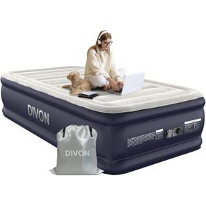 Twin Air Mattress with Built-in Pump,18''Raised Blow Up Mattress 2 Mins Self Inflation/Deflation,Upgraded Thicker Inflatable MattressFlocked Top Air Bed with Storage Bag for Guests,HomeCamping