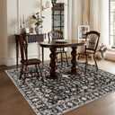 Washable 6x6 Square Rug: Non Slip Soft Stain Resistant 6 ft Carpet for Living Room Bedroom Dinning Room Entryway - Low Pile Indoor Floor mat Farmhouse Decor for Family with Pets & Kids 6x6 Black