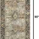 Loloi Layla Collection LAY-03 Olive/Charcoal 2'-6" x 7'-6" .13" Thick Runner Rug, Soft, Durable, Vintage Inspired, Distressed, Low Pile, Non-Shedding, Easy Clean, Printed, Living Room Rug