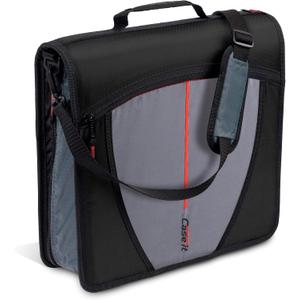 Case-it Mighty Zip Tab School Zipper Binder | 3-Inch O-Rings, 600-Sheet Capacity, 5-Subject Expanding File Folder, Multiple Pockets & Storage Organizer, Shoulder Strap | D-146 Jet Black