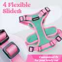 rabbitgoo Cat Harness and Leash Set, Escape Proof Soft Adjustable Vest Harnesses for Outdoor Walking, Easy Control Breathable Kitten Jacket with Reflective Strips, Green & Pink, S