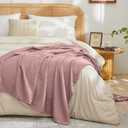 EMME Cotton Throw Blanket for Couch Soft Muslin Blankets 50"x60" Lightweight Breathable Blanket Light Tan All Season Gauze Blanket