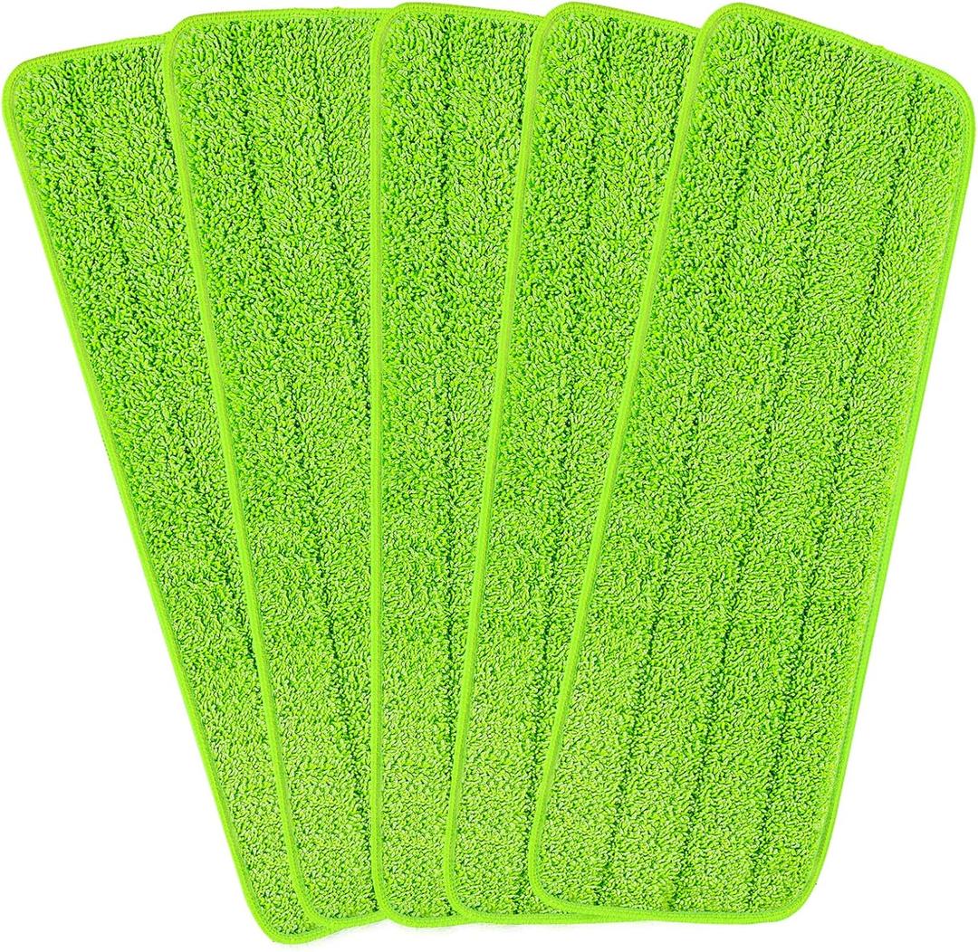 16.5 inch Reusable Mop Pads Microfiber Spray Mop Replacement Heads for Wet/Dry Mops Compatible with Bona Floor Care System (5 Pack) (Green)