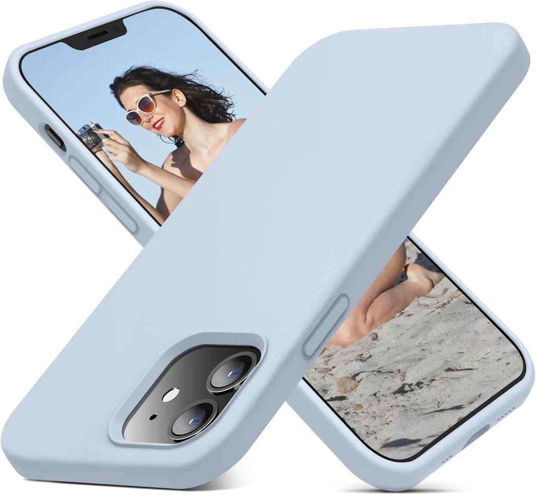 JELE Shockproof Designed for iPhone 12/12 Pro Case, Liquid Silicone Phone Case with [Soft Anti-Scratch Microfiber Lining] Military Grade Drop Protection Slim Thin Cover, 6.1 inch, Baby Blue