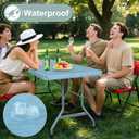 misaya Rectangle Vinyl Tablecloth, Fitted Table Cover, Waterproof, Elastic Edge, Plastic Table Cloth Fit 6 Foot Folding Tables for Picnic, Indoor and Outdoor (Aqua, 30 x 72 inch)