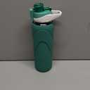 32 oz Sports Glass Water Bottle with Straw & Silicone Sleeve Reusable BPA-free Borosilicate Glass Drinking Bottle with Flip Top Lid & Handle Wide Mouth (Deep Green)