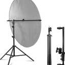 Extendable Reflector Holder Arm with 78.7"/2m Tripod Light Stand, Photo Telescopic 25.5" to 47.2" Boom Arm 360 Swivel Reflector Bracket for Product Portrait Studio Outdoor Photography
