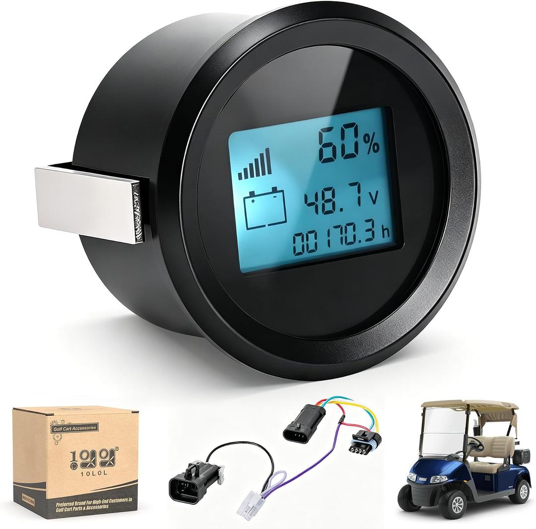 10L0L Golf Cart Battery Meter for EZGO RXV 2008-up Electric 48V Vehicles,State of Charge Meter Indicator,OEM# 612314 610583 604015 610191