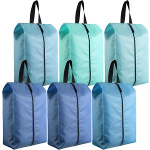 6 Pcs Travel Shoe Bags with Zipper Nylon Portable Waterproof Suitcase Shoe Organizer Packing for Golf(L,Blue)
