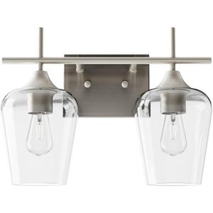 VONLUCE Bathroom Vanity Light, 2 Light Bathroom Light Fixture Over Mirror, Bathroom Wall Lamp with Clear Glass, Modern Brushed Nickel Vanity Lighting fixtures for Bathroom, Bedroom, Hallway