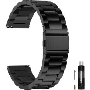 Fullmosa Watch Band, Quick Release Stainless Steel Replacement for Men Women, Metal Chain Watch Strap Width Black, 22mm