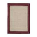Natural Look Accent Rug Natural Boucle Weave With Red Banded Border 20x34 In