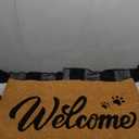 Welcome Door Mats Combo Set, 100% Coco Coir Front Doormat with Cute Pet Paw Prints + 28" x 43" Black and White Plaid Rug, Spring Easter Porch Entryway Decor Indoor Outdoor Floor Mats