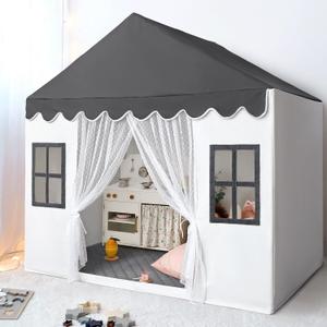 Kids Play Tent with Padded Mat, Large Playhouse Play Tent Indoor for Girls Boys, Kids Tent Toys for Toddlers Children Play House for Birthday Toy House Gift (Grey)