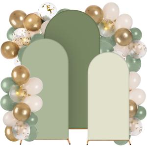 Foilswirl 34 Pcs Green Arch Backdrop Covers for Wedding 4ft 5ft 6ft Sage Green Spandex Arch Backdrop Covers with Balloons for Wedding Bridal Shower Bachelorette Ceremony Outdoor Decorations