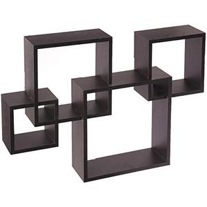 Greenco 4 Cube Intersecting, Easy-to-Assemble Floating Wall Mount Shelves for Bedrooms and Living Rooms - Walls Shelving for Living Room - Wall Mounted Shelves - Espresso Finish