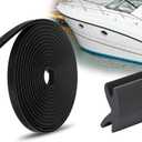 AIWFL 50.85 FT Black Boat Rub Rail Replacement, 3/4 x 3/8 Inches Flexible Rub Rail Vinyl Insert for Boats, PVC Boat Bumper Insert