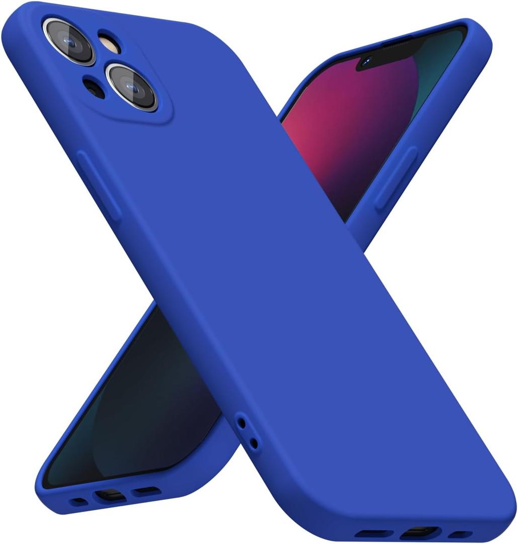 LoeoeL for iPhone 13 Mini Phone Case Silicone, Minimalist Ultra Thin Slim Soft Rubber Gel Solid Color Matte TPU Cute Case for Women Men, Girly Plain Aesthetic Design & Camera Cover, Royal Blue