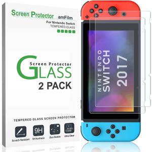 amFilm Tempered Glass Screen Protector for Nintendo Switch 2017 (2-Pack)