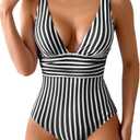 Eomenie Women's One Piece Swimsuit Tummy Control Bathing Suit V Neck Slimming 1 Piece Swimwear Size XL