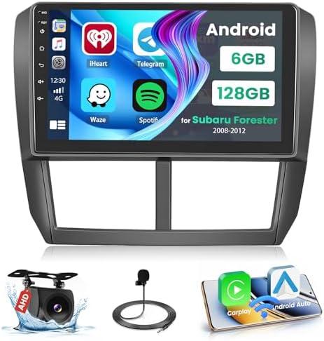 [8-Core 6+128GB] Android 15 Car Stereo for 2008-2012 Subaru Forester Impreza WRX Radio, 9 Inch IPS Touch Screen Radio Wireless Apple Carplay Android Auto, Bluetooth GPS WiFi 32EQ/DSP/FM/SWC Backup Cam