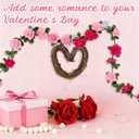 Valentine's Day Rattan Heart Garland, 7.5ft Artificial Rose Vine with Heart Ornament Floral Valentine's Day Banner Indoor Flower Outdoor Decorations for Mantel Fireplace Wall Home Farmhouse