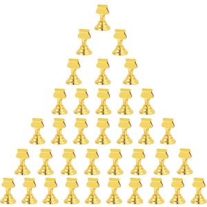 Urban Deco 36 Pieces Table Card Holder Place Card Holders 1.7 inches Gold Steel Card Holders for Photos, Food Signs, Memo Notes, Weddings, Restaurants, Birthdays(Gold 36PK)