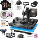 WHUBEFY Heat Press,5 in 1 Tshirt Printing Machine 15"x12" Digital Industrial Heat Transfer Machine,Sublimation Heat Press Machine for T Shirts/Mug/Cap/Plate/DIY