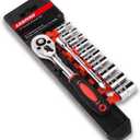 Egofine 12pcs 1/4 Inch Mini Ratchet Socket Wrench Set, Drive Socket Set with 10 Sockets (4-13mm) and 2 Way Quick Released Ratchet Handle and Extension Bar