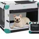 Gardner Pet Soft Collapsible Dog Crate - 26 Inch Portable Travel Dog Crate for Puppy/Small Dogs Indoor & Outdoor, 3-Door Pet Crate with Durable Mesh Windows & Storage Bag, Grey