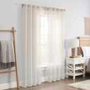 ECLIPSE Ines Printed Ombre Textured Light Filtering Grommet Window Curtains for Bedroom (2 Panels), 52 in x 95 in, Ivory