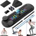 INSMEER Pilates Reformer Machine, Foldable Pilates Board at Home with Automatic Rebound Ab Roller, Multifunctional Ab Exercise Board, Tension Rope,Timer,6-in-1 Pilates Reformer Set for Body Workout