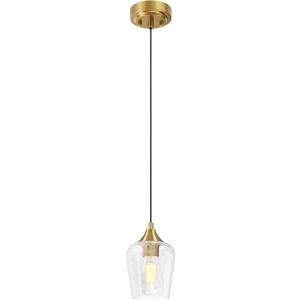 VONLUCE Pendant Light Kitchen Island, Brushed Gold Pendant Light Fixture with E26 Base & Adjustable Cable, Modern Pendant Lighting with Glass Shade for Living Room Bedroom Hallway (1 pc)