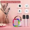 Mini Karaoke Machine for Kids Gift, Mini Kraoke Machin Portable Bluetooth Speaker with 2 Microphone, Mini Kraoke Machine for Girls Birthday 4, 5, 6, 7, 8, 9, 10+ Year Old Pink