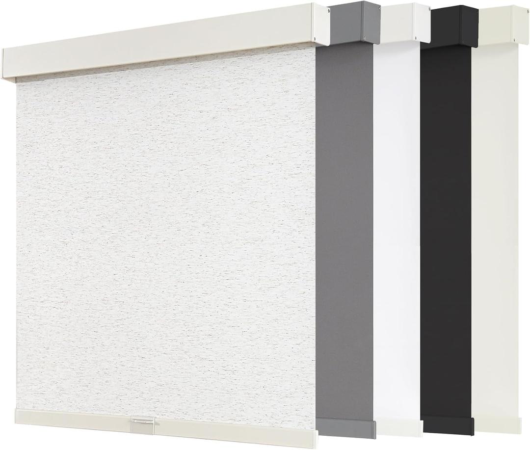 AOSKY Blackout Roller Shades Cordless Blinds for Windows, Free-Stop Shades with Valance, Thermal Insulated Fabric, UV Protection, Blinds for Home and Office (61" W x 72" H, Linen Beige