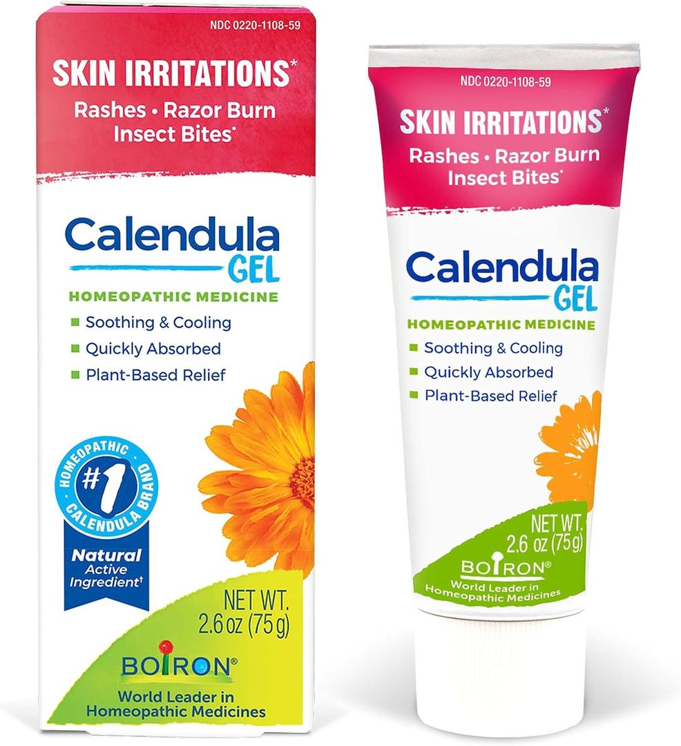 Boiron Calendula Gel Relief from Rashes, Skin Irritations, Razor Burn, or Insect Bites - Non-Greasy and Fragrance-Free - 2.6oz (2.6 Ounce (Pack of 1))