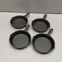 Hiceeden 4 Pack Mini Cast Iron Skillet, 4" Small Frying Pans with Double Drip-Spouts for Stove, Oven, Grill Safe, Indoor and Outdoor Use, Non-stick