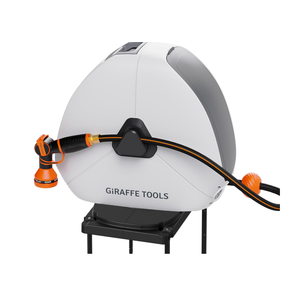 Giraffe Tools Retractable Heavy Duty Hose Reel, 1/2" x 130FT Automatic Rewind Garden Hose Reel with 360° Swivel Base, Ground Mounted for Lawn, Patio, Concrete Floor & Yard Watering