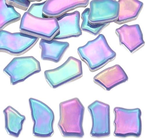 PATIKIL 250g/0.55LB Irregular Ceramics Mosaic Tiles, 0.79"-1.57" Mosaic Stained Tile Broken Porcelain Pieces Stones Bulk for DIY Craft Making Vases Home Decoration, Shiny Dark Blue
