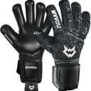 WVVOU Soccer Goalie Gloves for Adults and Youth, High Performance Goalkeeper Gloves with 5 Detachable Finger Saves, Soccer Gloves with 4mm Sticky Latex Palm (7, Black)