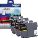 Brother Genuine LC401 Standard Yield 3-Pack Ink Cartridges Includes 1 Cartridge Each of Cyan, Magenta and Yellow , 3 Count (Pack of 1)