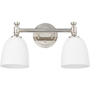 Bathroom Vanity Light, 2-Light Bathroom Light Fixtures Over Mirror, Traditional Vanity Lights for Living Room, Milk White Bell Glass Shades, Standard E26 Base, Polished Nickel