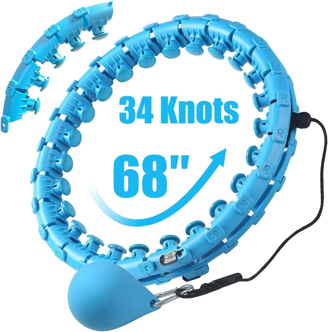34 Knots Weighted Workout Hoop Plus Size, Smart Waist Exercise Ring for Adults Weight Loss (34 Knots)