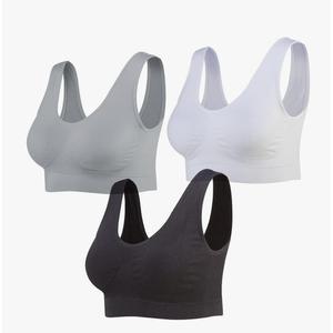 Lemef 3-Pack Seamless Sports Bra Wirefree Yoga Bra with Removable Pads for Women, XXXXL