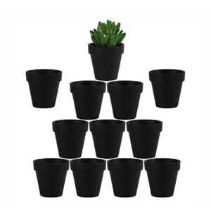 Yishang 2.5 inch Black Terracotta Pots with Drainage Holes,Small Mini Clay Ceramic Pottery Planter,Cactus Flower Terra Cotta Pots,Succulents Nursery Pots for Indoor/Outdoor Plants,Crafts - 11 Pack